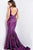Vestido de noche plateado con escote en V y lentejuelas de Jovani 22314