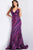 Vestido de noche plateado con escote en V y lentejuelas de Jovani 22314