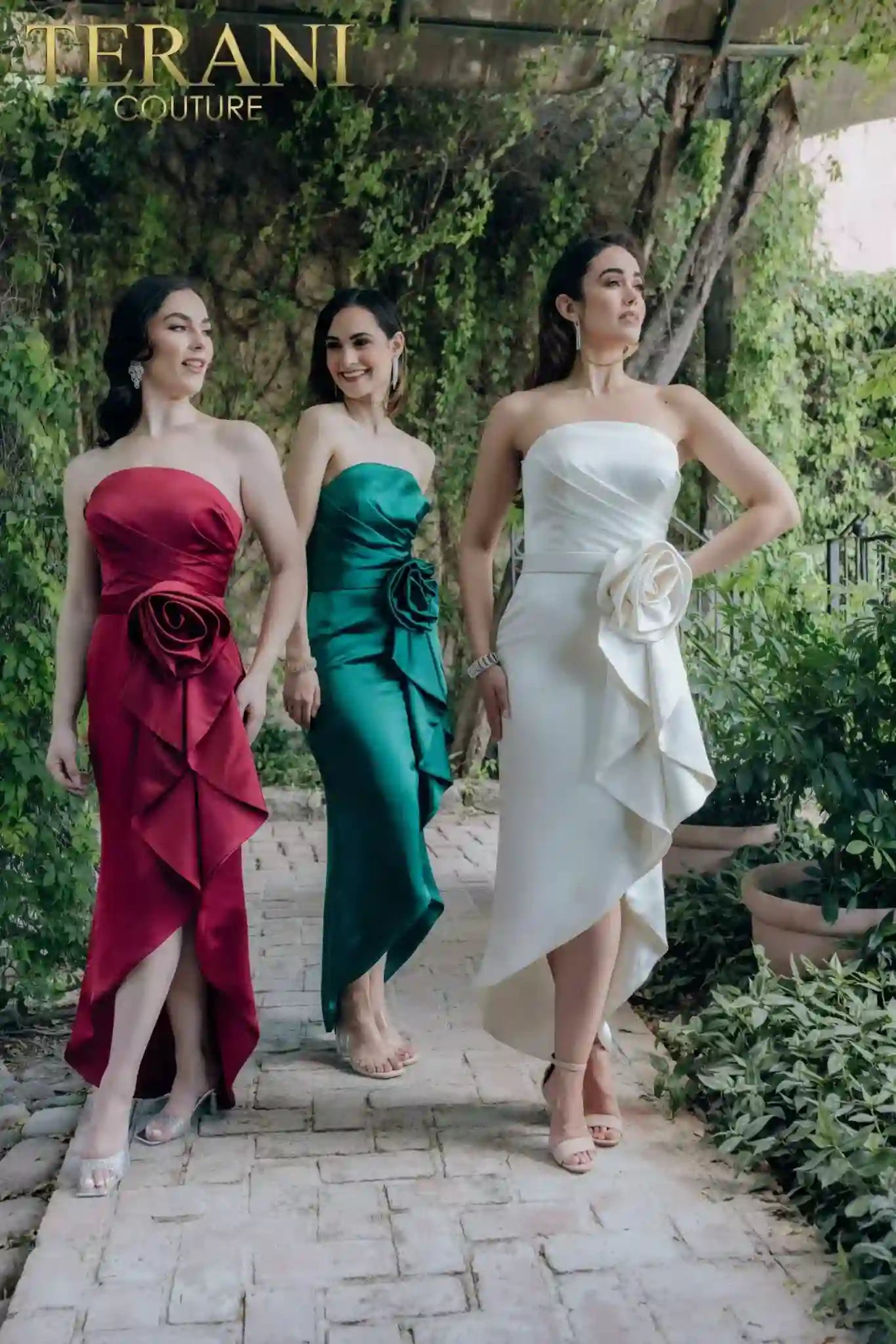 Terani 232C1122 High Low Strapless Midi Dress Sparkly Gowns Terani 232C1122 High Low Strapless Midi Dress Sparkly Gowns