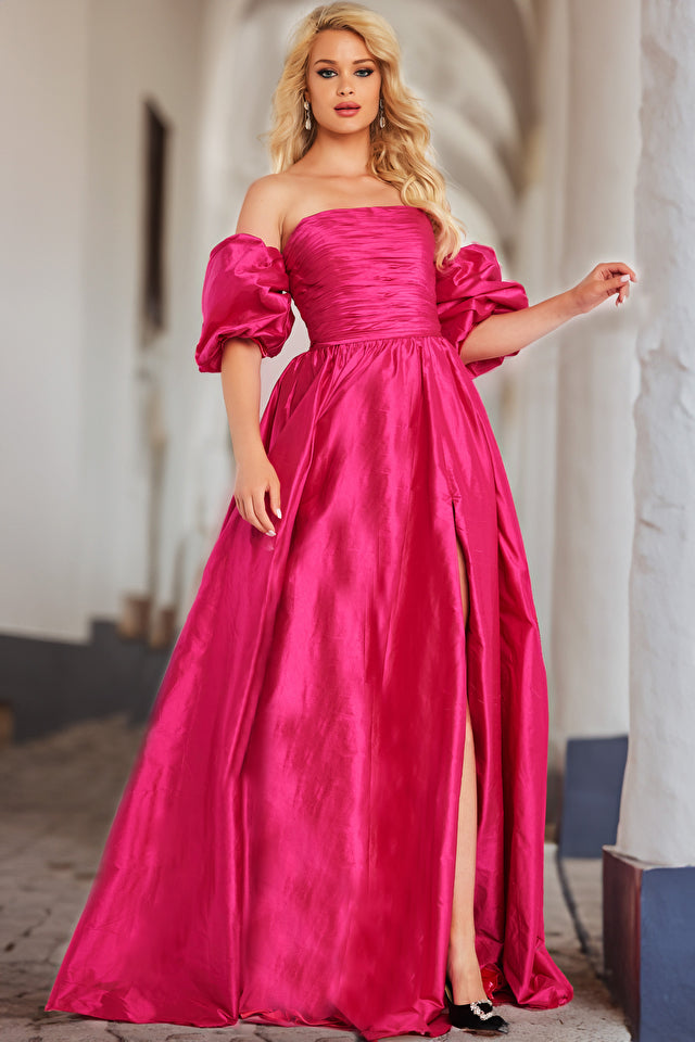 Taffeta Strapless A-Line Gown By Jovani 24099 6 / Black