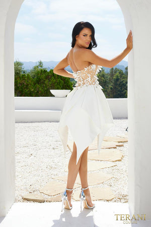 Terani 241P2006 Tulip Ivory Short Dress