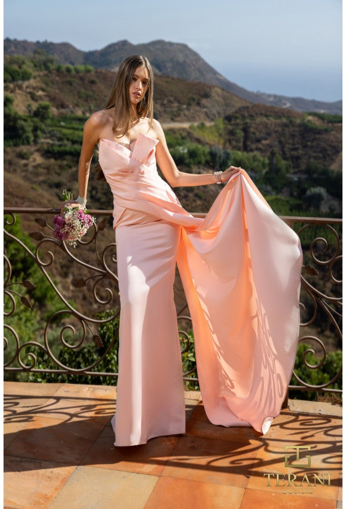 strapless long dress Satin Keyhole by Ladivine 7496 ABC Fashion 97% Cotton / 3% Spandex SIZING Strapless Lace Slit Maxi Dress
