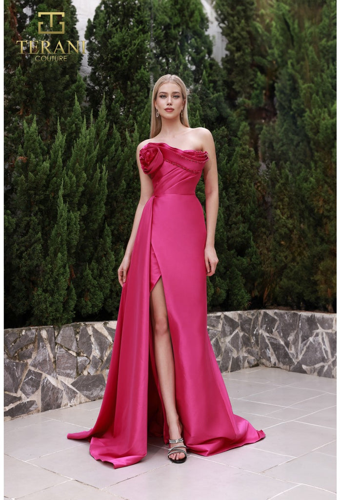 Terani 251E4251 Strapless Flower Long Dress