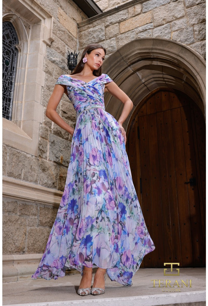 Terani 261C6641 Floral Asymmetric Floral Sparkly Gowns Terani 261C6641 Floral Asymmetric Floral Sparkly Gowns