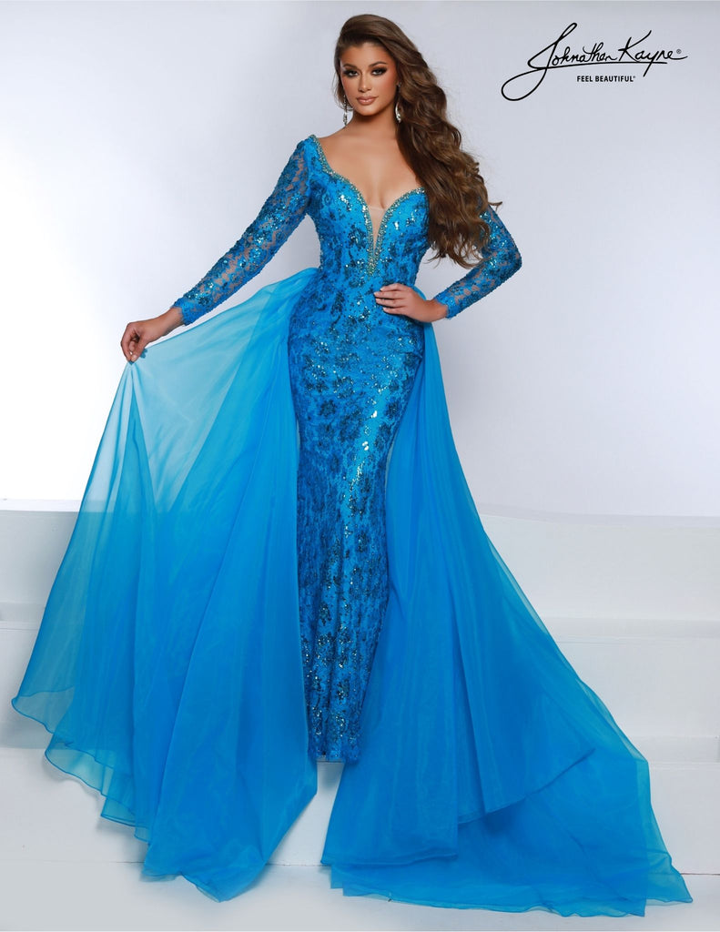 A-Line Puff Sleeves Satin Blue Long Prom Dress, Blue Long Formal Dress –  shopluu