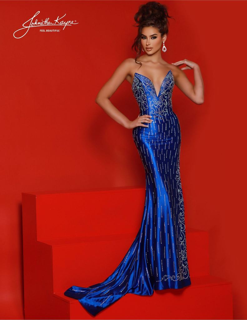 Johnathan Kayne 2875 Strapless V-Neckline Evening Gown