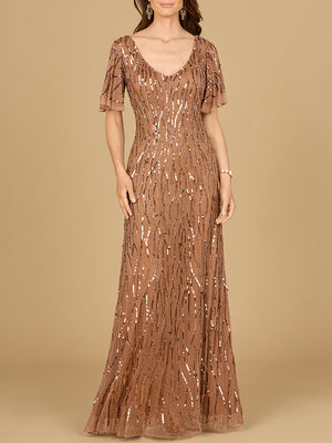Beaded Gown With Cape Sleeves
