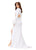 Ashley Lauren 11308 Scuba V-Neckline Gown with Sleeves