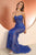 Glitter Printed Sheer Slit  Prom Dress 3160