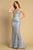 Glitter Printed Sheer Slit  Prom Dress 3160