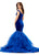 Ashley Lauren 11312 Off Shoulder Velvet Gown with Asymmetrical Organza Skirt