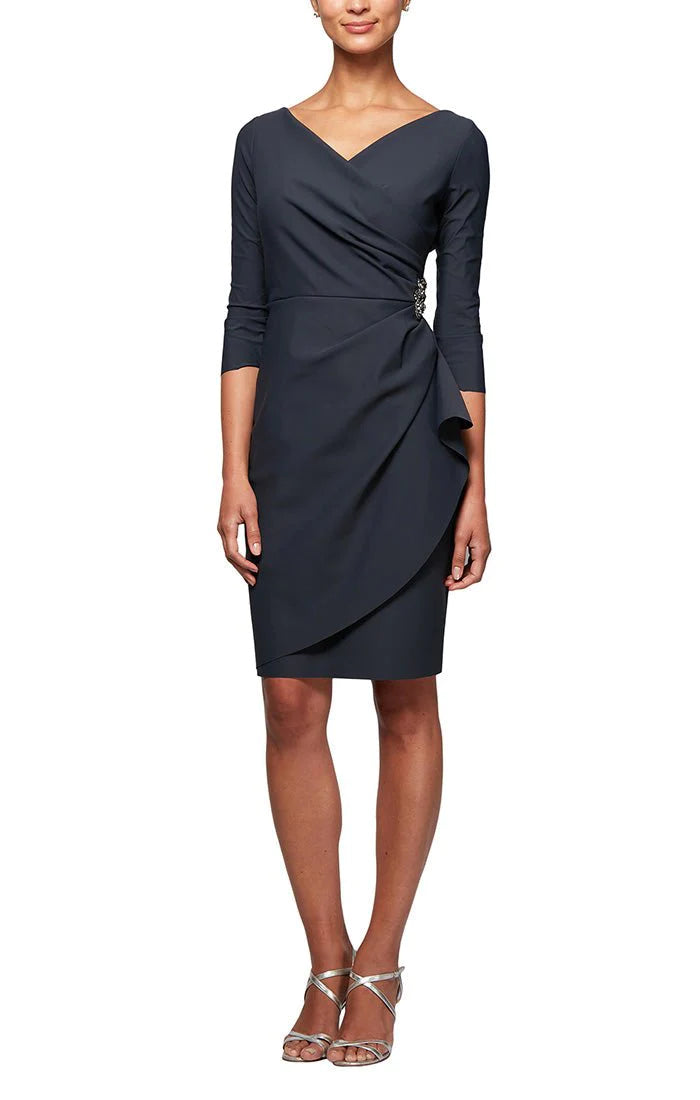 3/4 Sleeves Compression Knee Length Ruched Dress 134134 Olive Green / 12 3/4 Sleeves Compression Knee Length Ruched Dress 134134 Olive Green / 12