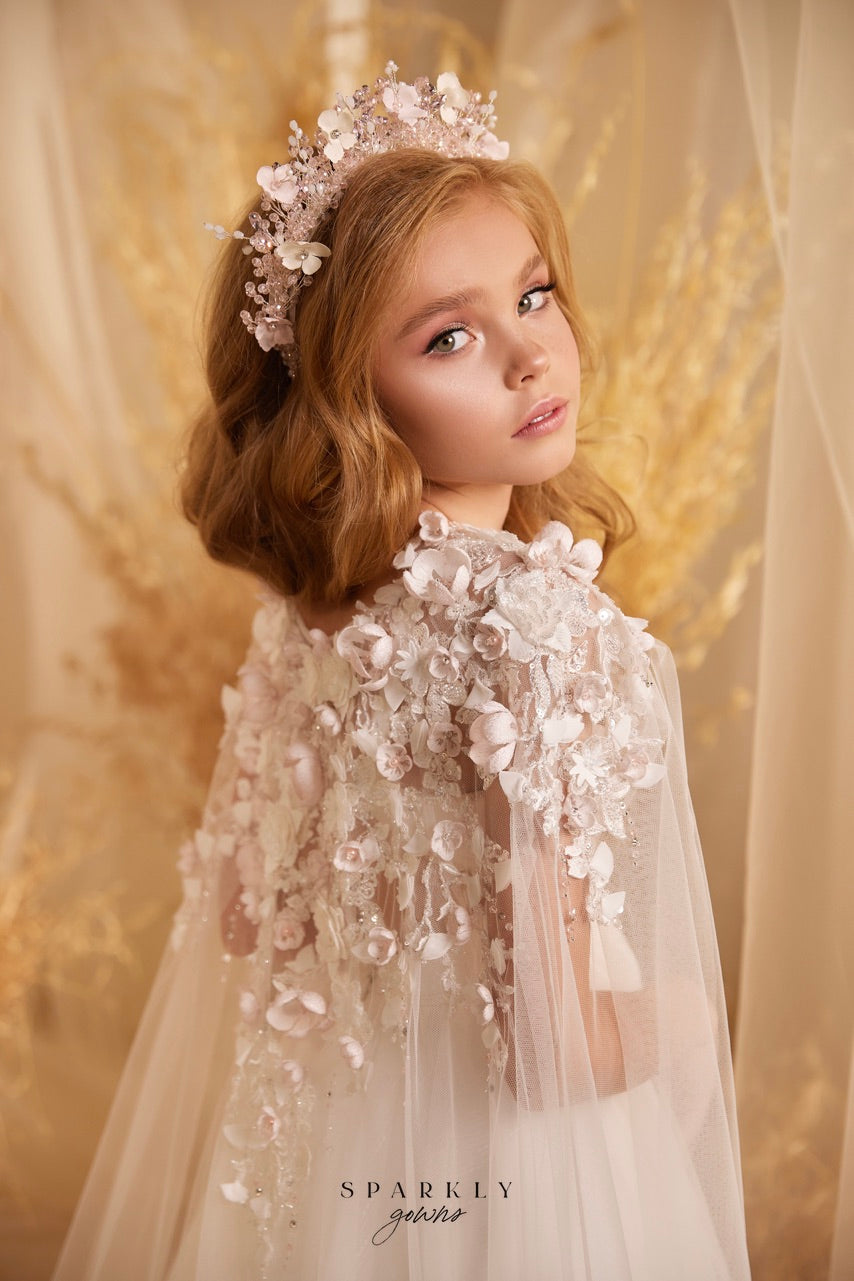 Flower Girl First Communion Gown Celestial 3624 Pre-Order 2-3 years / White Flower Girl First Communion Gown Celestial 3624 Pre-Order 2-3 years / White