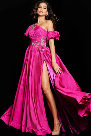One Shoulder A-Line Gown By Jovani 36872