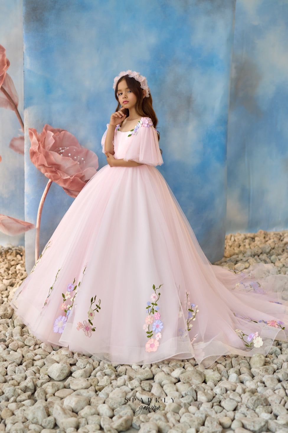 Bateau Neckline Communion Flower Girl Dress Celestial 3702 Pre-Order Custom Size>11 +$50 / Purple
