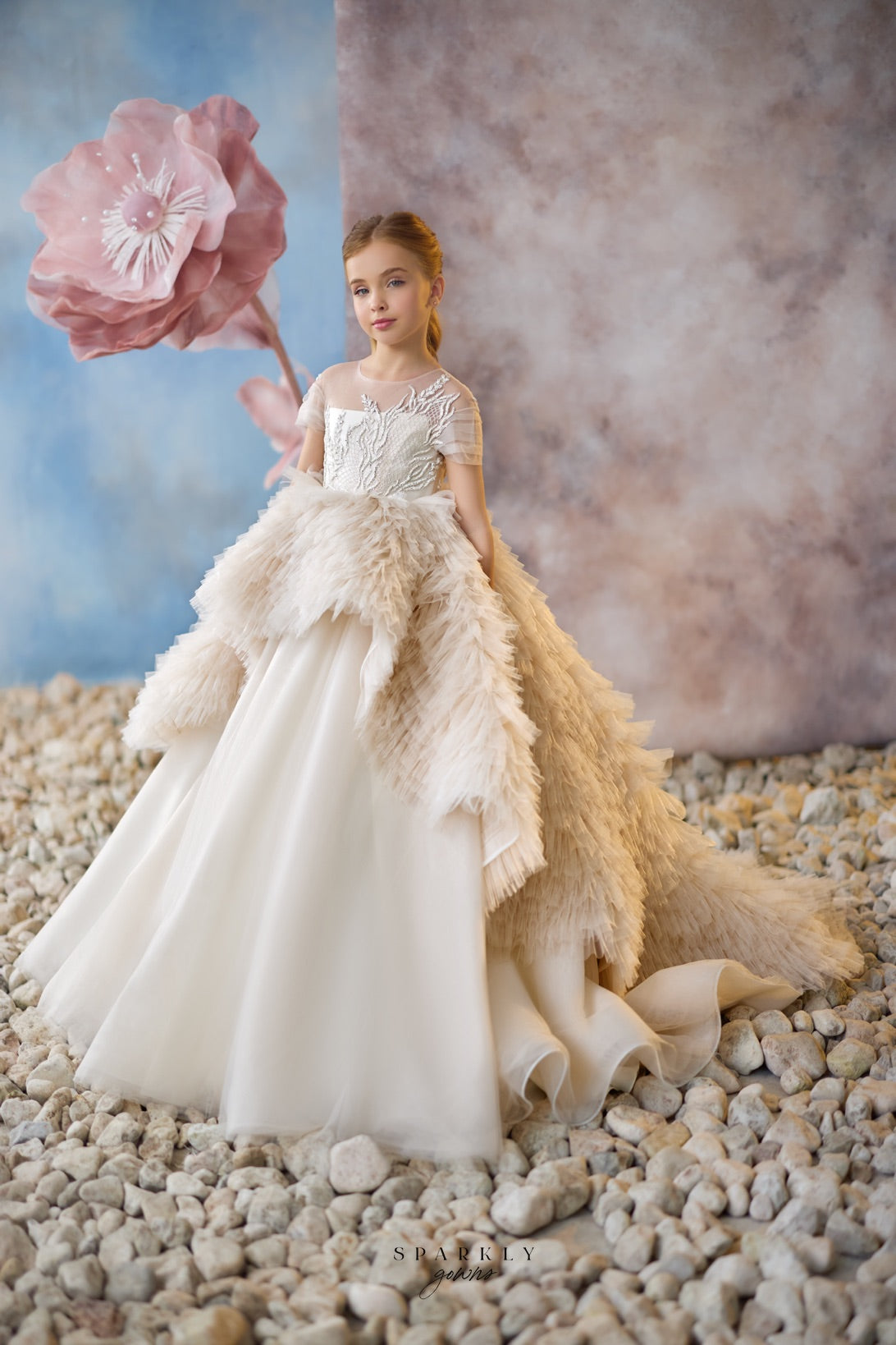 Birds of a Feather Communion Gown Size 7-8 / Cappuccino Birds of a Feather Communion Gown Size 7-8 / Cappuccino