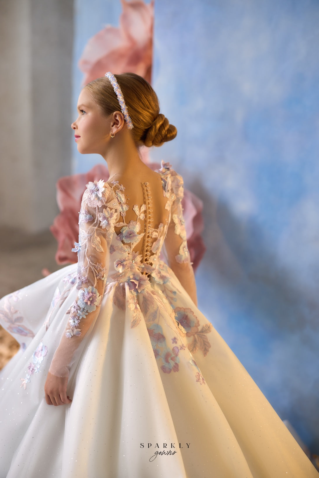 Long Sleeves Communion Flower Girl Dress Celestial 3709 2-3 years / LightBlue Long Sleeves Communion Flower Girl Dress Celestial 3709 2-3 years / LightBlue