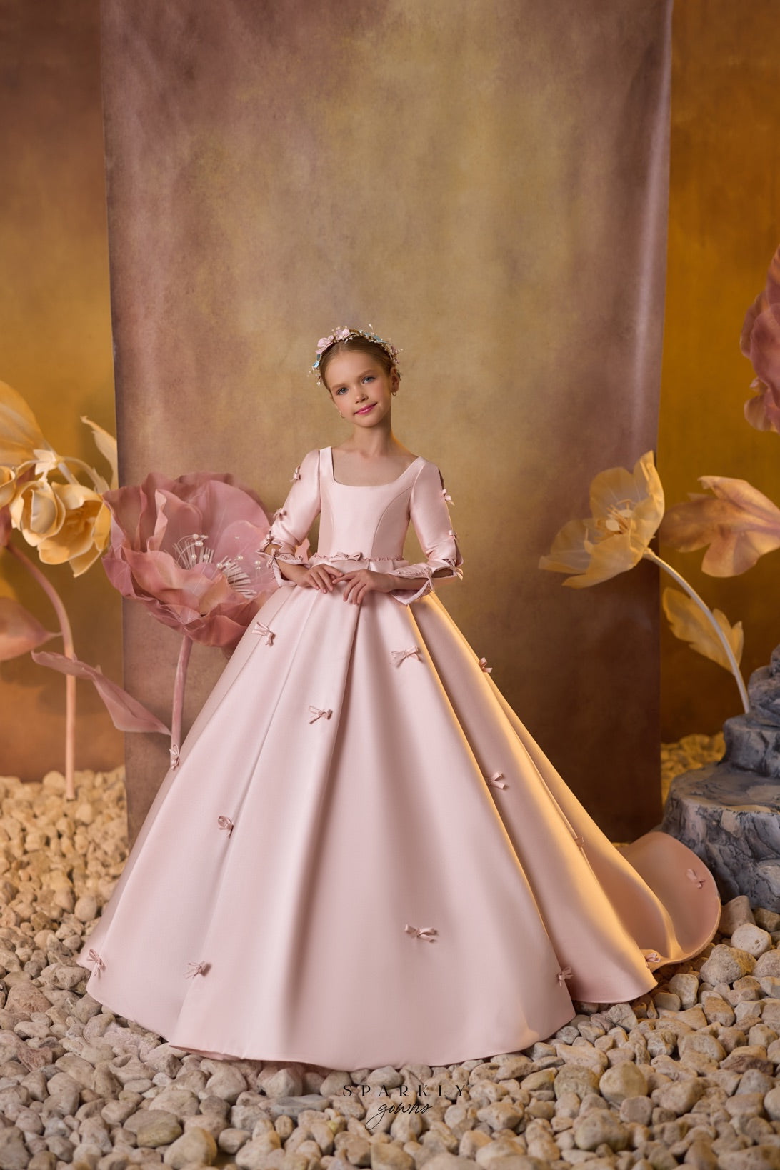 Mikado Communion Flower Girl Long Dress Celestial 3717L Pre-order Custom Size>11 +$50 / Powder (MistyRose) Mikado Communion Flower Girl Long Dress Celestial 3717L Pre-order Custom Size>11 +$50 / Powder (MistyRose)