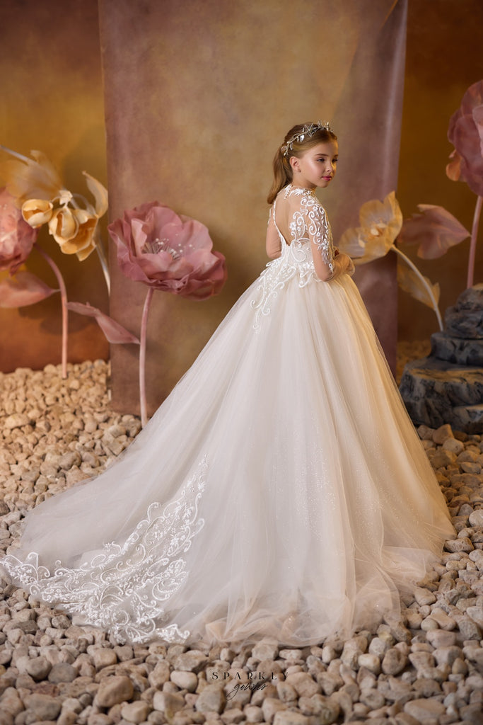 Embroidered Communion Flower Girl Dress Celestial 3722 Sparkly Gowns Embroidered Communion Flower Girl Dress Celestial 3722 Sparkly Gowns