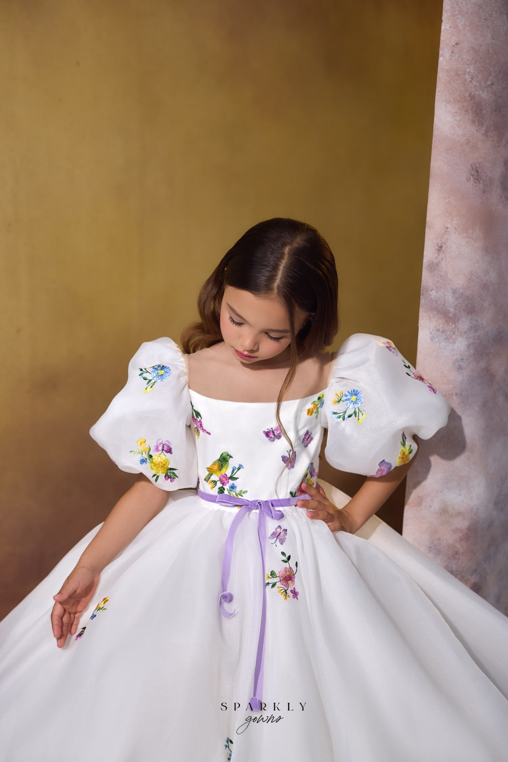 Puffed Sleeves Communion Flower Girl Short Dress Celestial 3730S 2-3 years / Ivory Puffed Sleeves Communion Flower Girl Short Dress Celestial 3730S 2-3 years / Ivory