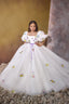 Elegante falda sin mangas de una línea vestido de una línea vestido de comunión de niña de flores Celestial 3229 - Pre - order 2-3 years / Ivory