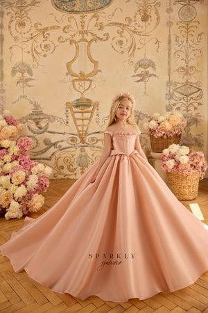 Elegante falda sin mangas de una línea vestido de una línea vestido de comunión de niña de flores Celestial 3229