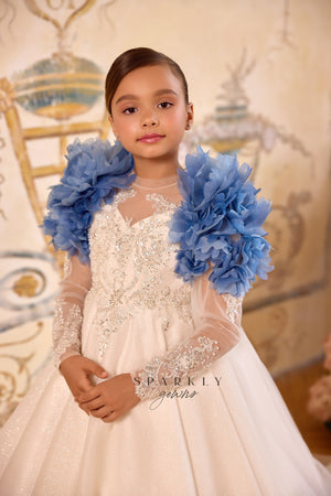 Basque Waist Communion Flower Girl Dress Celestial 3803