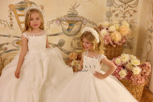 Basque Waist Communion Flower Girl Dress Celestial 3805