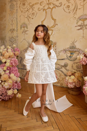 Basque Waist Communion Flower Girl Dress Celestial 3806