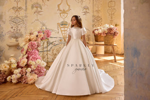 Basque Waist Communion Flower Girl Dress Celestial 3807