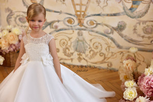Basque Waist Communion Flower Girl Dress Celestial 3809
