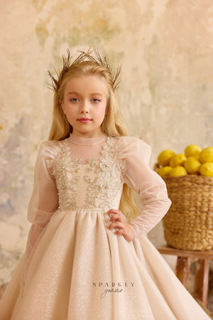 Elegante falda sin mangas de una línea vestido de una línea vestido de comunión de niña de flores Celestial 3229