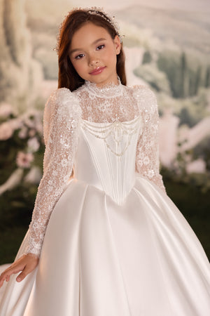 Mikado Long Sleeves Celestial 3900 First Communion Flower Girl Dress