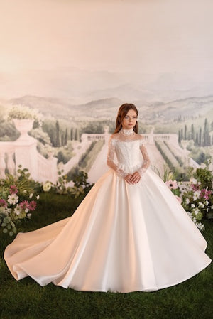 Long Sleeves Celestial 3901 First Communion Flower Girl Dress
