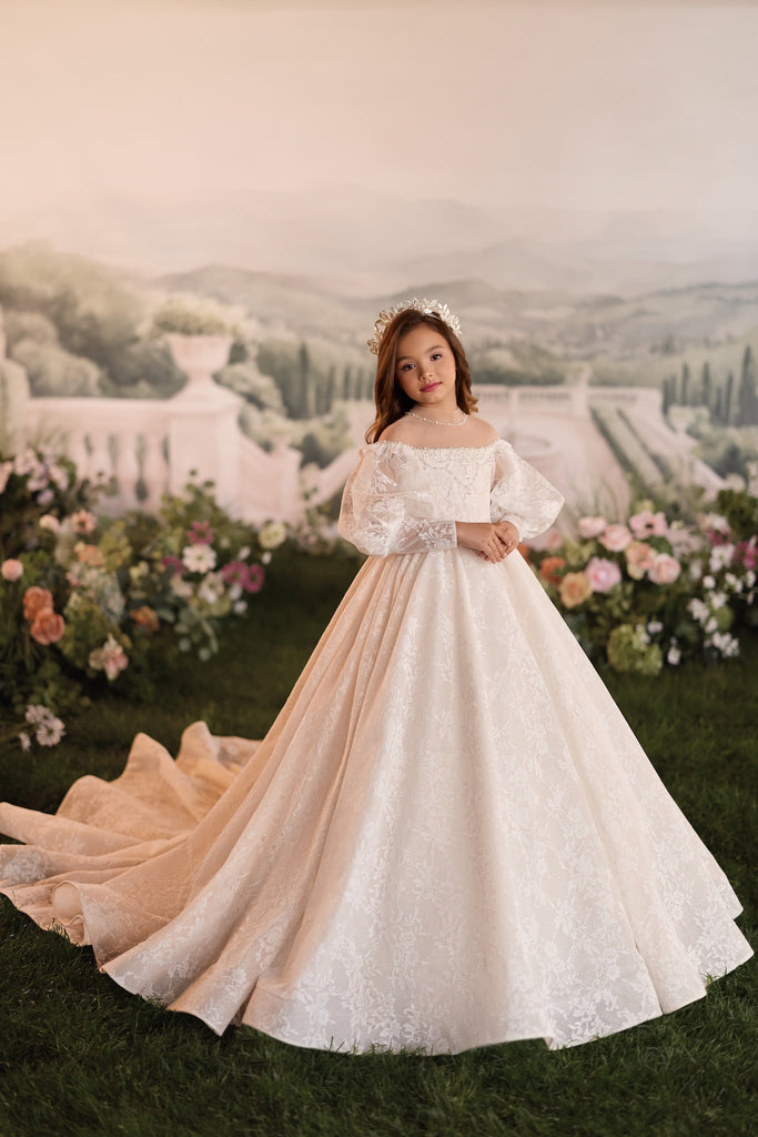 Puff Sleeves Celestial 3902 First Communion Flower Girl Dress