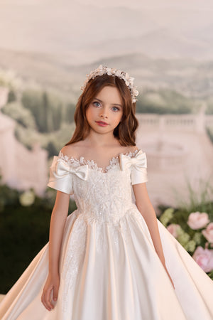 Celestial 3903 A-line Satin First Communion Flower Girl Dress