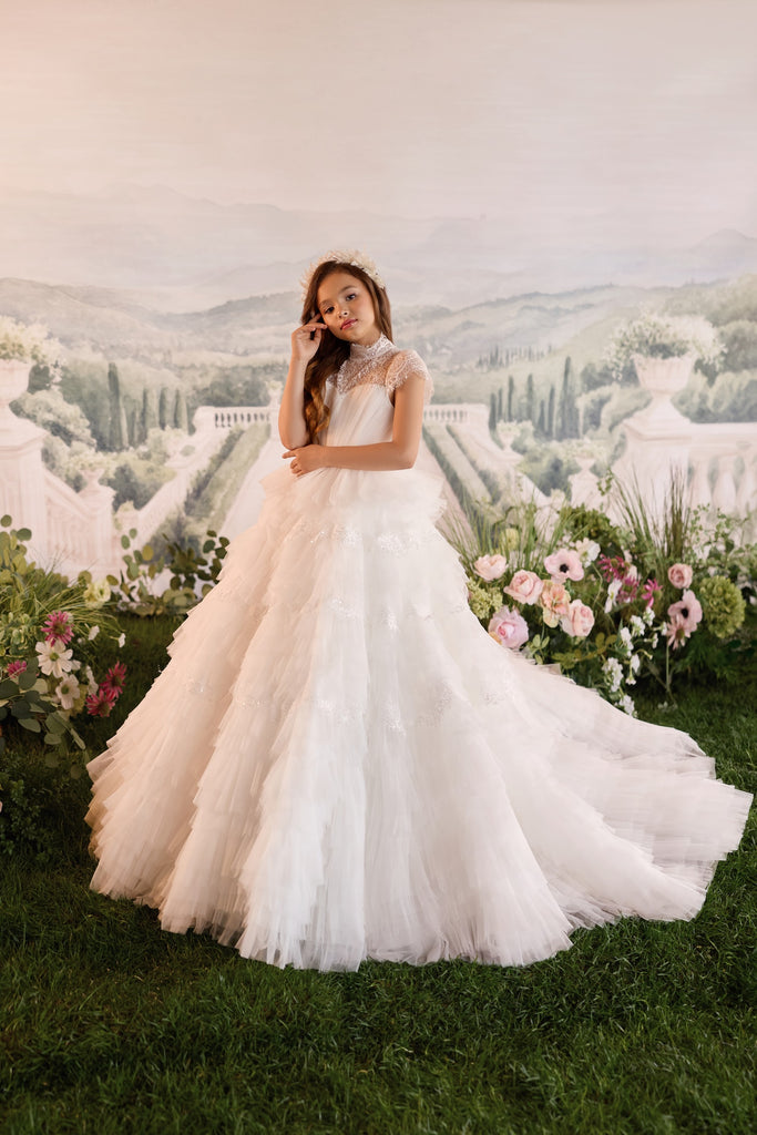 Celestial 3904 Keyhole Back First Communion Flower Girl Dress