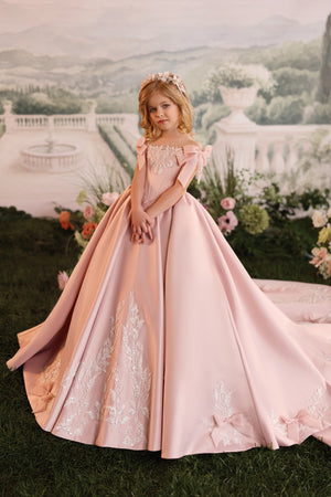 Celestial 3906 Satin First Communion Flower Girl Dress