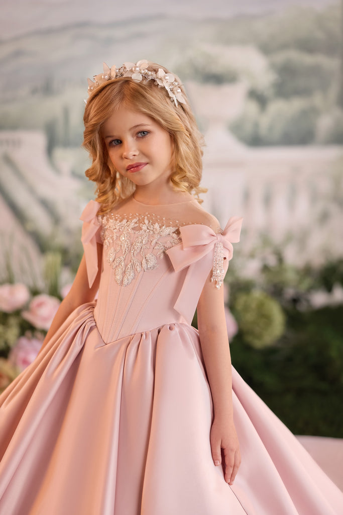 Celestial 3906 Satin First Communion Flower Girl Dress