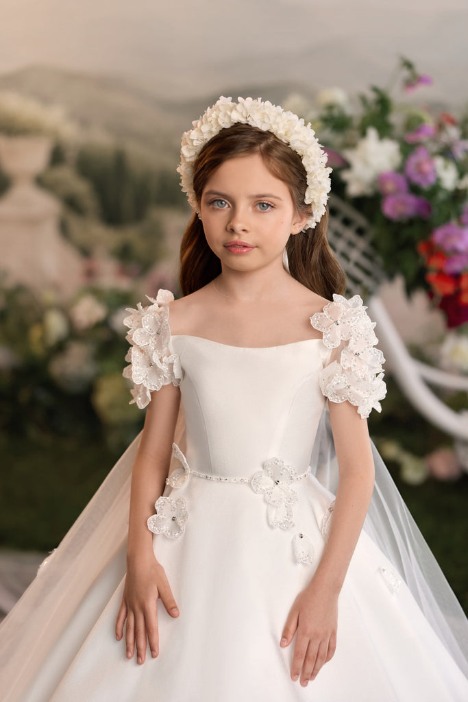 Celestial 3909 Detachable Cape First Communion Flower Girl Dress