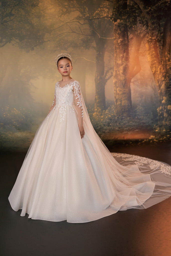 Celestial 3910 Detachable Cape First Communion Flower Girl Dress