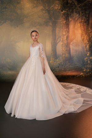 Celestial 3910 Detachable Cape First Communion Flower Girl Dress