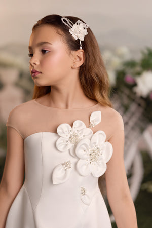 Celestial 3912 3D Flowers Chic Short Flower Girl Dress