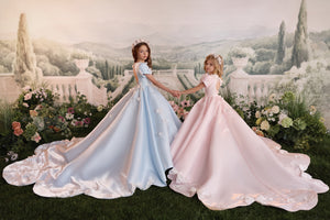 Celestial 3913 Petal Sleeves Satin Flower Girl Dress