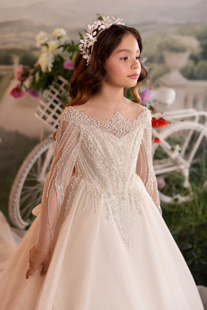 Celestial 3914 Long Sleeves First Communion Flower Girl Dress
