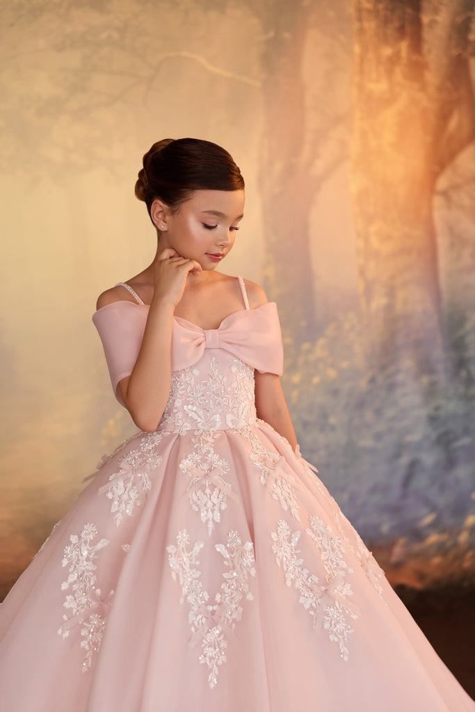 Celestial 3918 Off-the-shoulder First Communion Flower Girl Dress