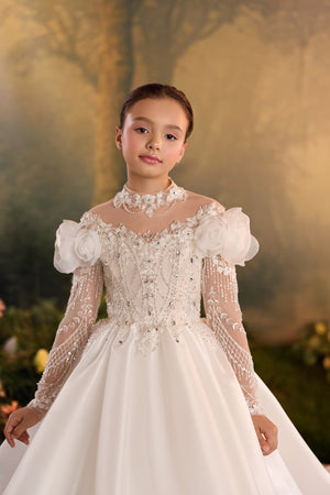 Celestial 3922 Long Sleeves First Communion Flower Girl Dress