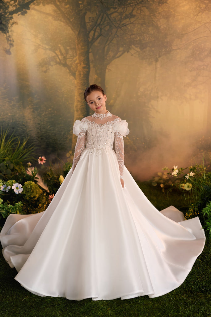 Celestial 3922 Long Sleeves First Communion Flower Girl Dress