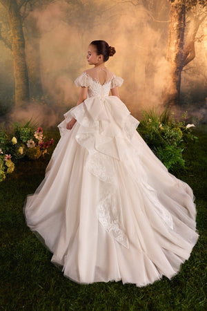 Celestial 3924 Puffy SleevesFirst Communion Flower Girl Dress
