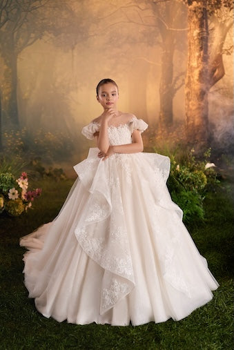 Celestial 3924 Puffy SleevesFirst Communion Flower Girl Dress